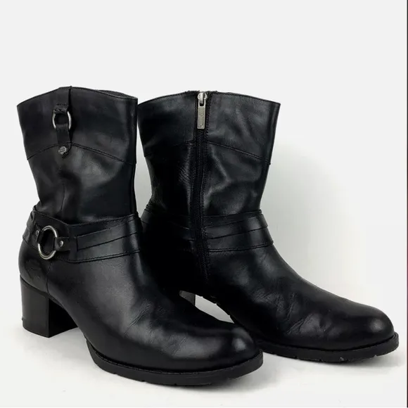 Harley Davidson Black Leather Riding Boots Women’s Size 7 D85397