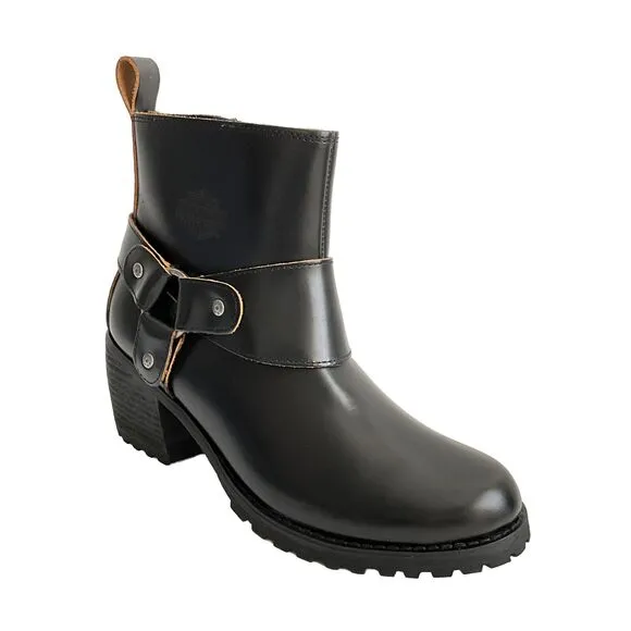 Harley Davidson Bootie 7.5M Black Lalanne Harness Riding Motorcycle NWT No Box