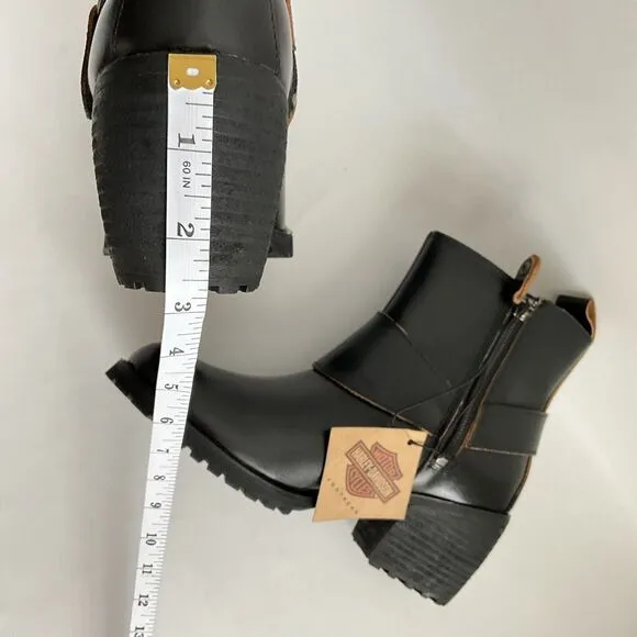 Harley Davidson Bootie 7.5M Black Lalanne Harness Riding Motorcycle NWT No Box