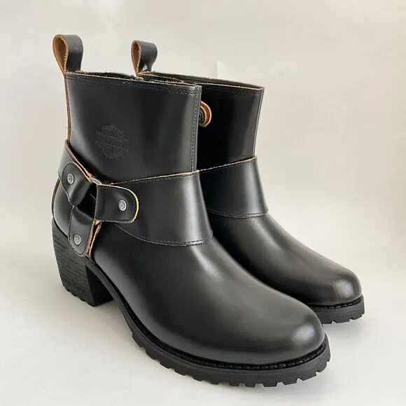 Harley Davidson Bootie 7.5M Black Lalanne Harness Riding Motorcycle NWT No Box