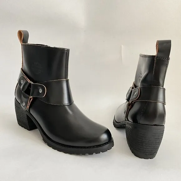 Harley Davidson Bootie 7.5M Black Lalanne Harness Riding Motorcycle NWT No Box