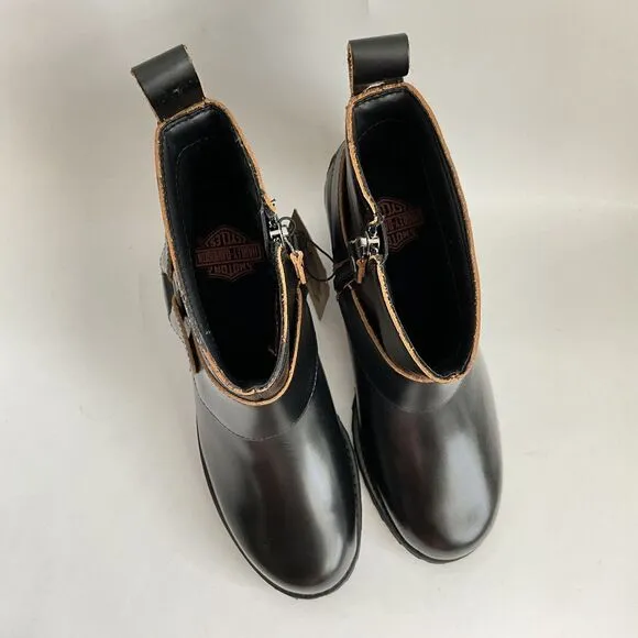 Harley Davidson Bootie 7.5M Black Lalanne Harness Riding Motorcycle NWT No Box