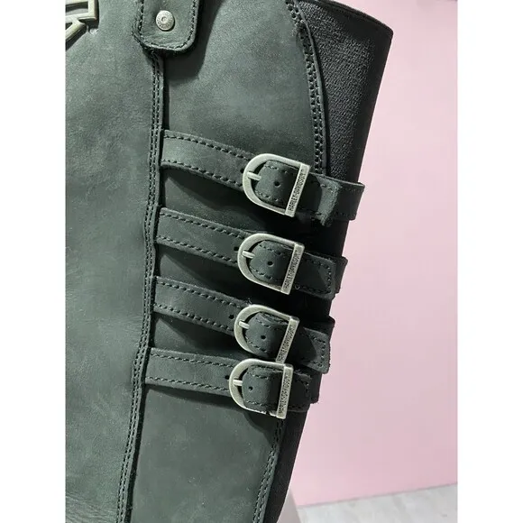 Harley Davidson Leather Boots Womens 8 M Black Josi 15” Knee High Biker Riding