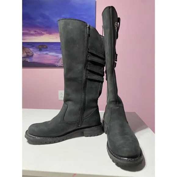 Harley Davidson Leather Boots Womens 8 M Black Josi 15” Knee High Biker Riding