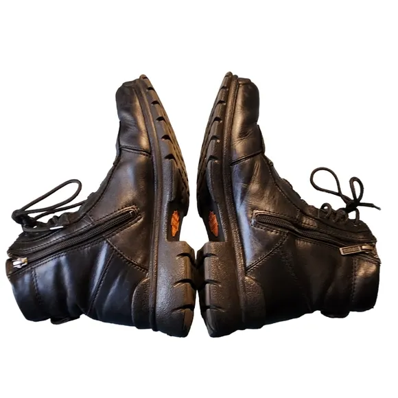 Harley-Davidson Men's Black Leather Zip Cycle Riding Boots Size 8.5