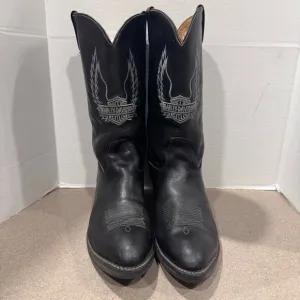 Harley Davidson Men’s Black Western Leather Riding Cowboy Boots Size 13M