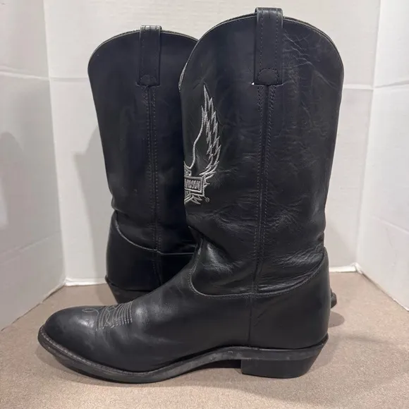 Harley Davidson Men’s Black Western Leather Riding Cowboy Boots Size 13M