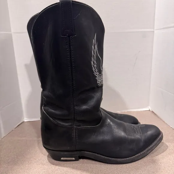 Harley Davidson Men’s Black Western Leather Riding Cowboy Boots Size 13M