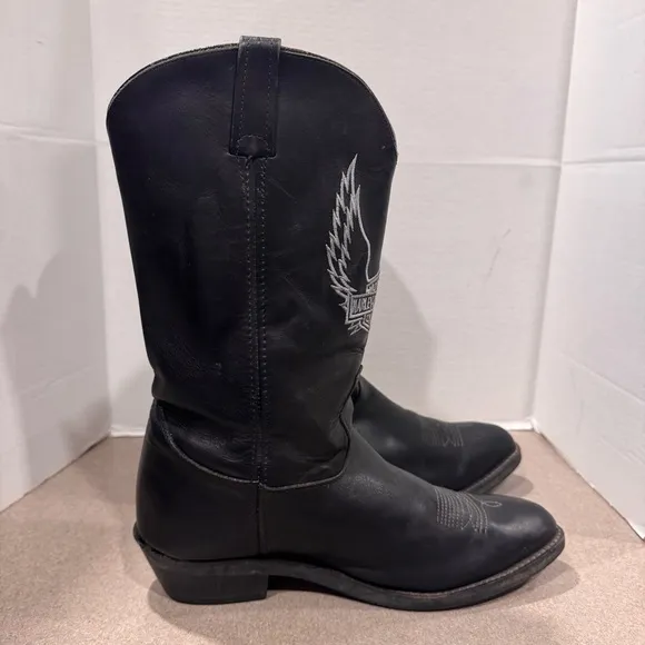 Harley Davidson Men’s Black Western Leather Riding Cowboy Boots Size 13M