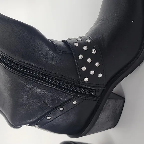 Harley Davidson Riding Boots Studded Black Leather Motorcycle Womens 5.5M