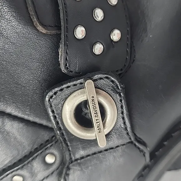 Harley Davidson Riding Boots Studded Black Leather Motorcycle Womens 5.5M