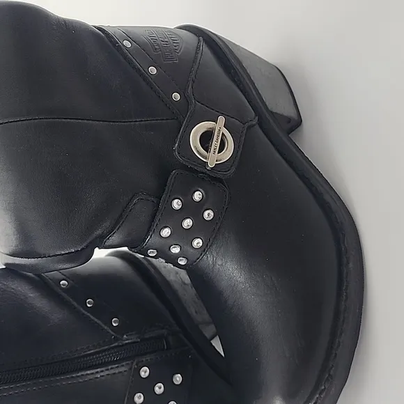 Harley Davidson Riding Boots Studded Black Leather Motorcycle Womens 5.5M