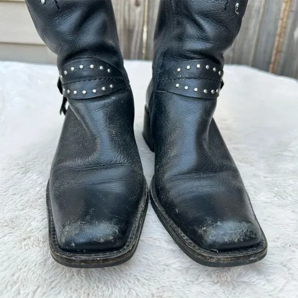 Harley-Davidson Women's Black Leather Biker Boots Size 6-6.5 Ankle Zip