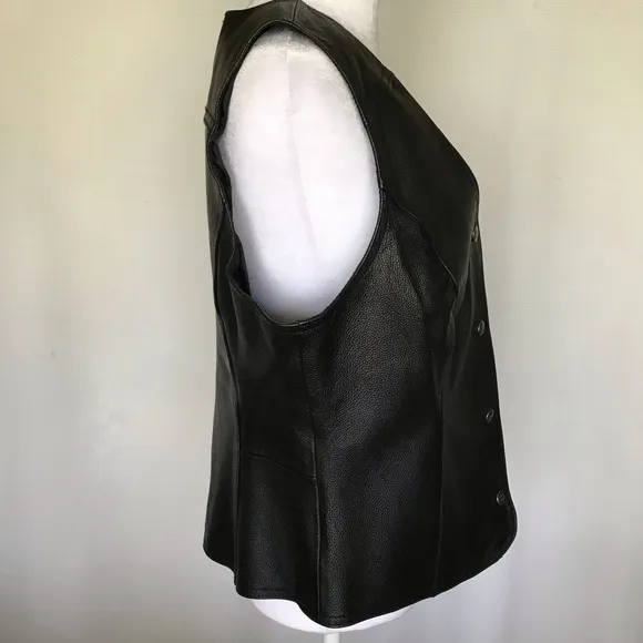 HARLEY-DAVIDSON Womens Genuine Leather Motorcycle Vest Classic Biker Style | L