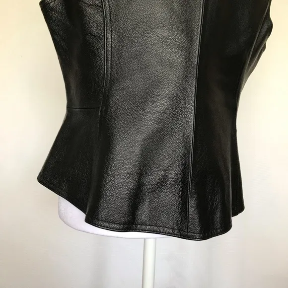 HARLEY-DAVIDSON Womens Genuine Leather Motorcycle Vest Classic Biker Style | L