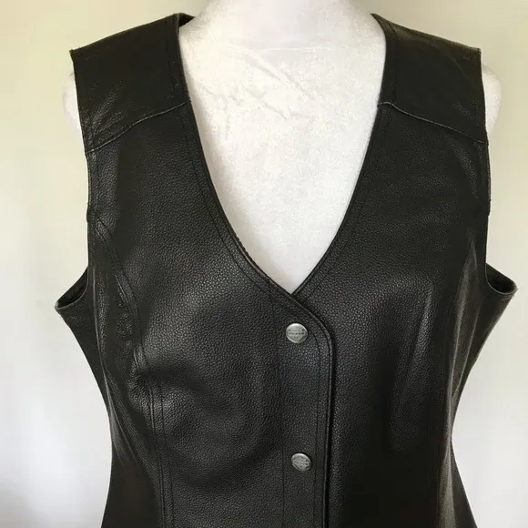 HARLEY-DAVIDSON Womens Genuine Leather Motorcycle Vest Classic Biker Style | L