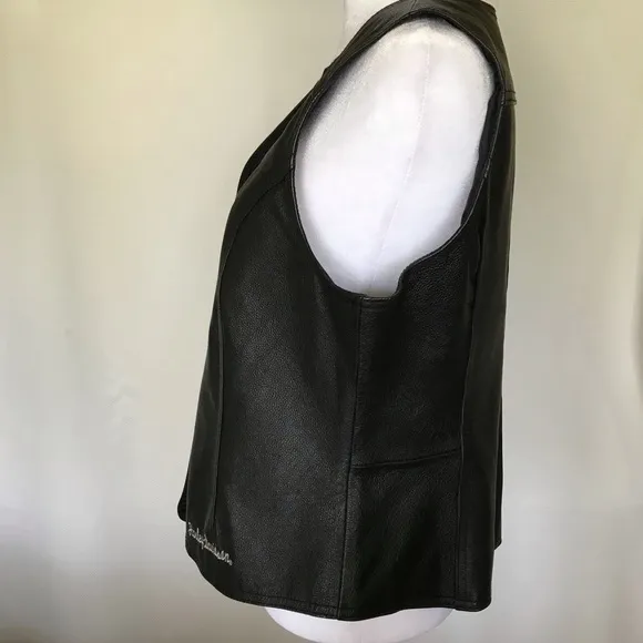 HARLEY-DAVIDSON Womens Genuine Leather Motorcycle Vest Classic Biker Style | L