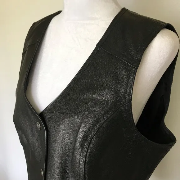 HARLEY-DAVIDSON Womens Genuine Leather Motorcycle Vest Classic Biker Style | L