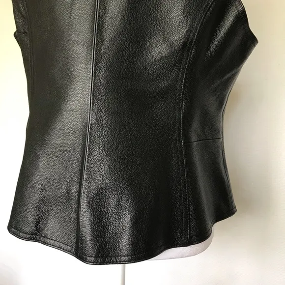 HARLEY-DAVIDSON Womens Genuine Leather Motorcycle Vest Classic Biker Style | L