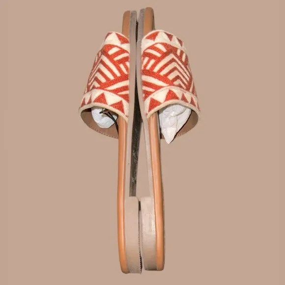 Haute Hippie Aztec Embro Orange Rust Slide SandalsSZ 9.5 NWT