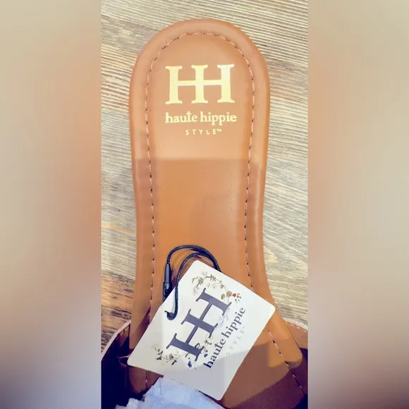 Haute Hippie Aztec Embro Orange Rust Slide SandalsSZ 9.5 NWT