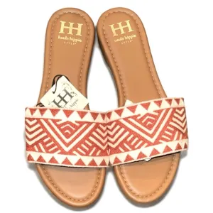 Haute Hippie Aztec Embro Orange Rust Slide SandalsSZ 9.5 NWT