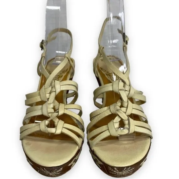 Hilary Radley - Dakota Embroidered Strappy Wedge Sandals - Size 7M
