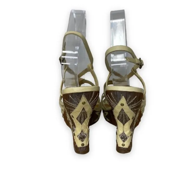 Hilary Radley - Dakota Embroidered Strappy Wedge Sandals - Size 7M
