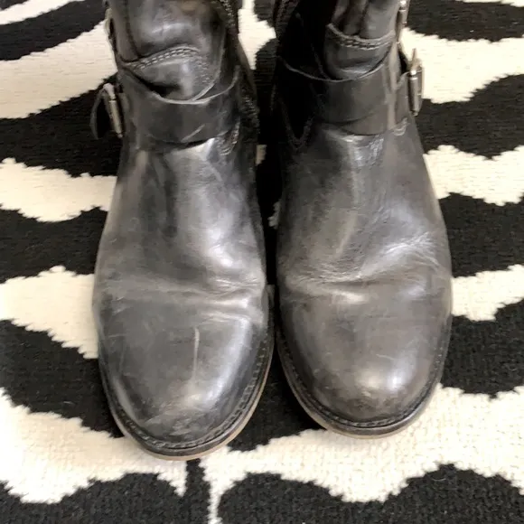 Hinge Devan Knee High Boots Slate Leather Zip Up Size 8