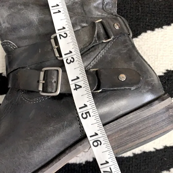 Hinge Devan Knee High Boots Slate Leather Zip Up Size 8