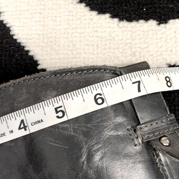 Hinge Devan Knee High Boots Slate Leather Zip Up Size 8