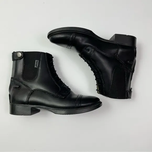 Horze Black Leather Riding Boots Kids Size 34