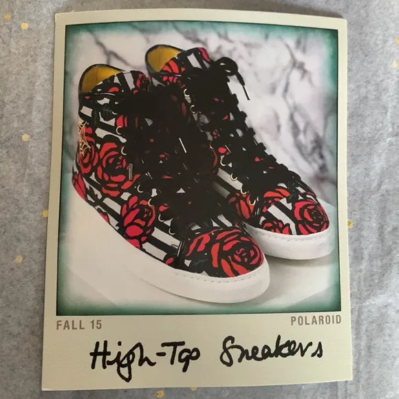 🎉Host Pick✨Charlotte Olympia Multicolor/Rose Print Canvas HighTop Sneakers SZ38