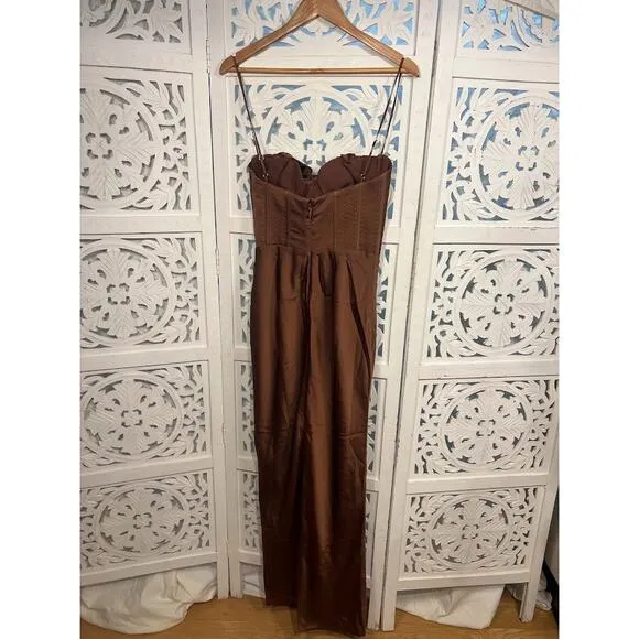 House of CB Charmaine Chocolate Corset Maxi Dress Size M Medium