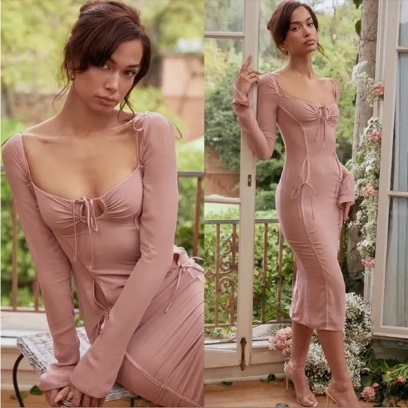 House of CB Ophelia Midi Dress in Blush‎ Size Small NWT