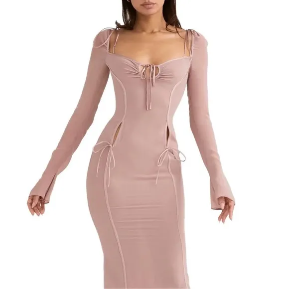 House of CB Ophelia Midi Dress in Blush‎ Size Small NWT