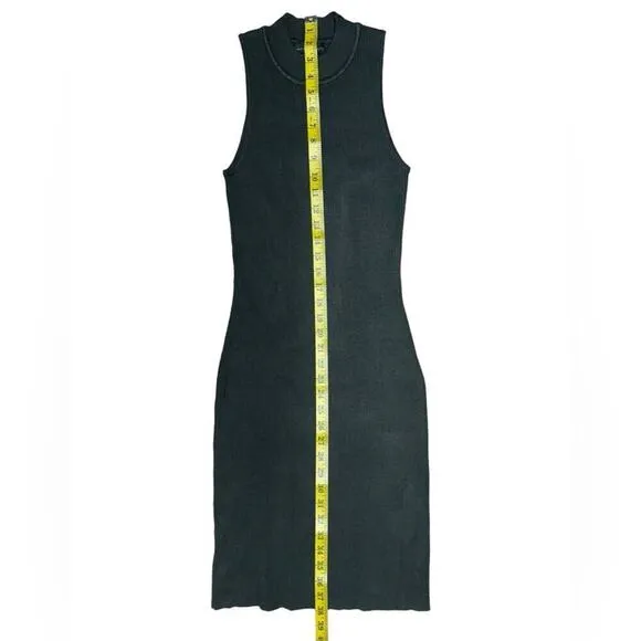 House of Harlow 1960 Sleeveless Mock Neck Ribbed Midi Dress Forest Green Small