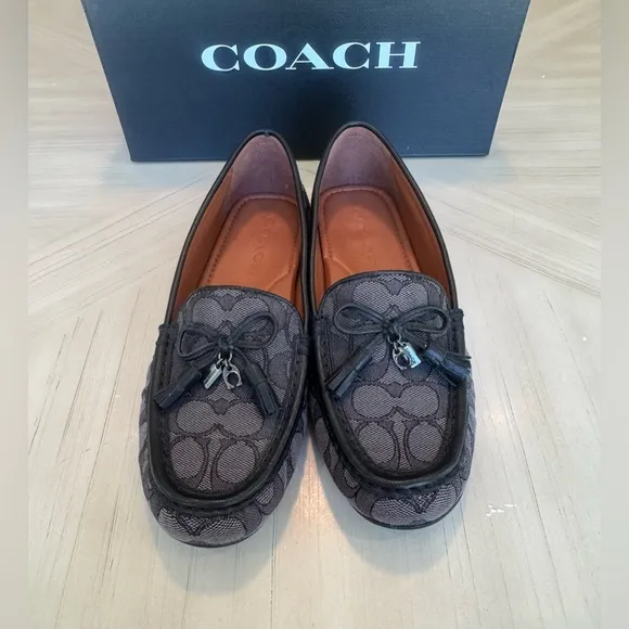 🔥HP🔥 NWT! COACH Moira Signature Jacquard Loafers Black/Coal - Size 7.5