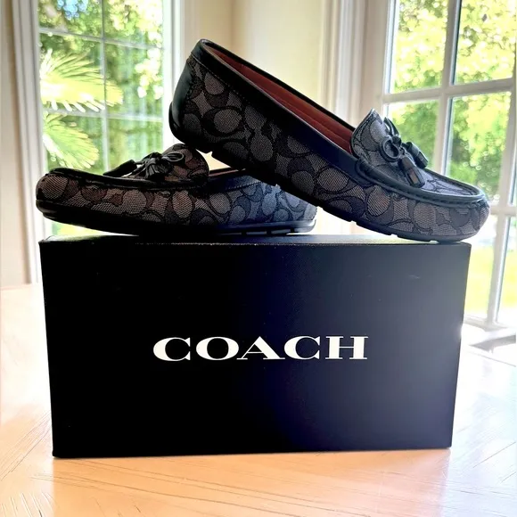 🔥HP🔥 NWT! COACH Moira Signature Jacquard Loafers Black/Coal - Size 7.5