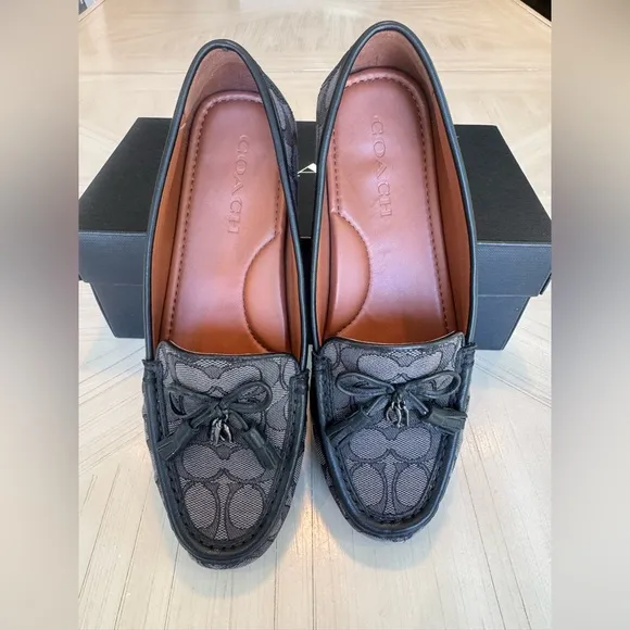 🔥HP🔥 NWT! COACH Moira Signature Jacquard Loafers Black/Coal - Size 7.5