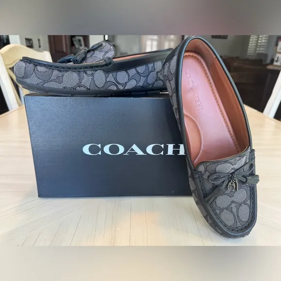 🔥HP🔥 NWT! COACH Moira Signature Jacquard Loafers Black/Coal - Size 7.5