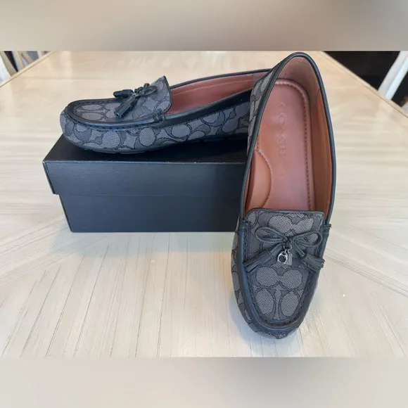 🔥HP🔥 NWT! COACH Moira Signature Jacquard Loafers Black/Coal - Size 7.5