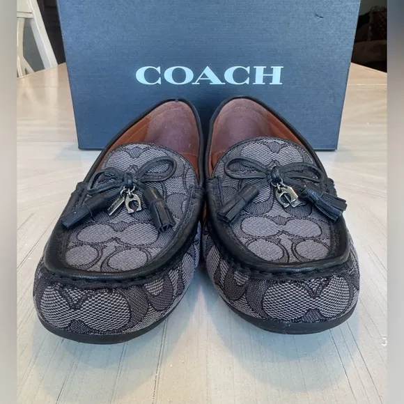 🔥HP🔥 NWT! COACH Moira Signature Jacquard Loafers Black/Coal - Size 7.5