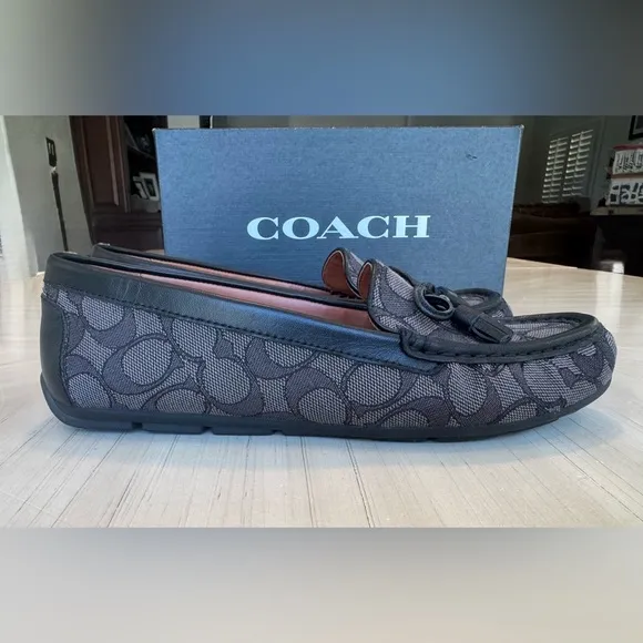 🔥HP🔥 NWT! COACH Moira Signature Jacquard Loafers Black/Coal - Size 7.5