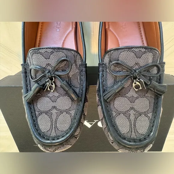 🔥HP🔥 NWT! COACH Moira Signature Jacquard Loafers Black/Coal - Size 7.5