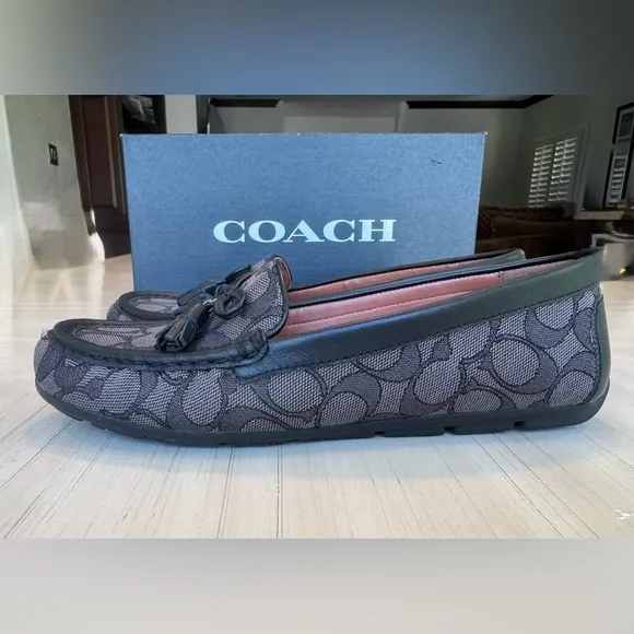🔥HP🔥 NWT! COACH Moira Signature Jacquard Loafers Black/Coal - Size 7.5