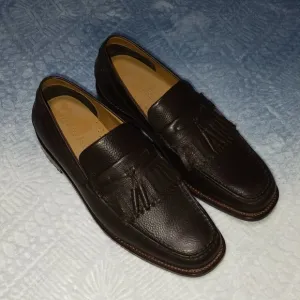 H.S. Trask Upper Leather Dark Brown Loafers with Tassels NWOB Size US 9 M.
