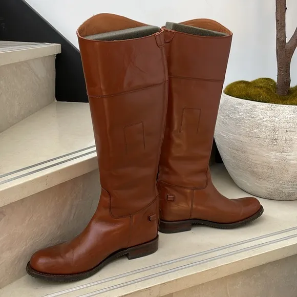 Hunter Boot cognac brown leather riding boots 7