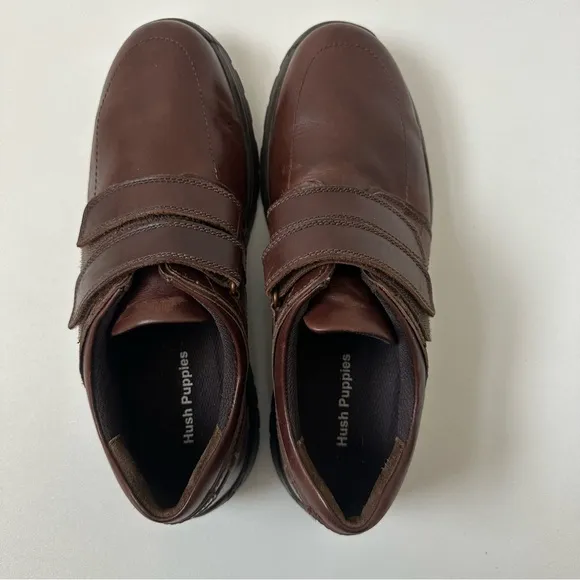 Hush Puppies Men’s size 10.5 Double Velcro Luthar Henson Slip on Loafers Brown
