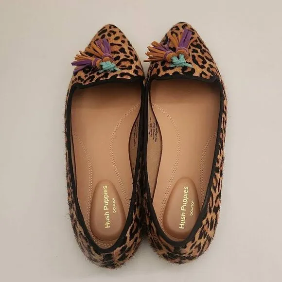 Hush Puppies Sadie Leopard Print Loafers with Tassels, Comfortable, Printed Calf